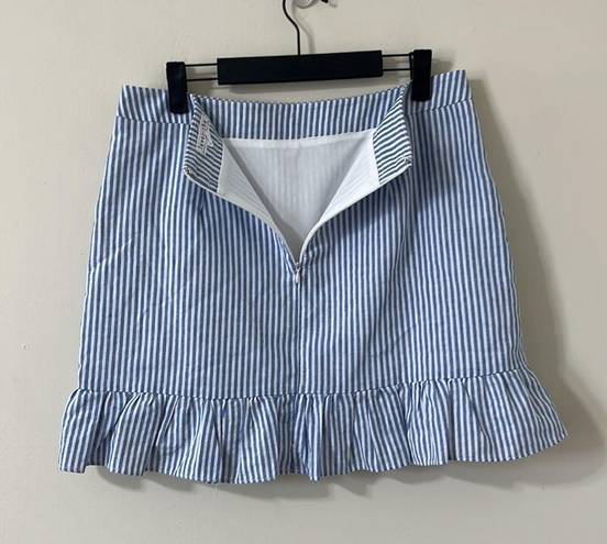 Love Riche  Blue White Stripe Ruffle Skirt Size Large