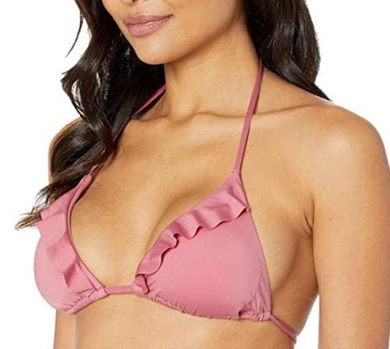 Mulberry Soluna Under Sun Triangle Ruffle Swim Bikini Top  Pink Medium NWT