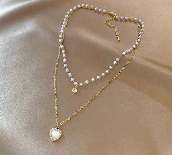 Love Pendant Double Collar Chain Necklace