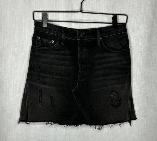 GRLFRND ‎ Black Eva Denim Ripped Mini Skirt