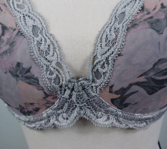 Natori 🍎5/25  Bra Full Coverage Gray Floral Lace Underwired Size 32DDD Size 32F