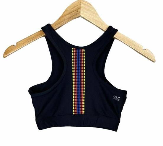 C&C California  Black Mesh Stripe Sports Bra XS