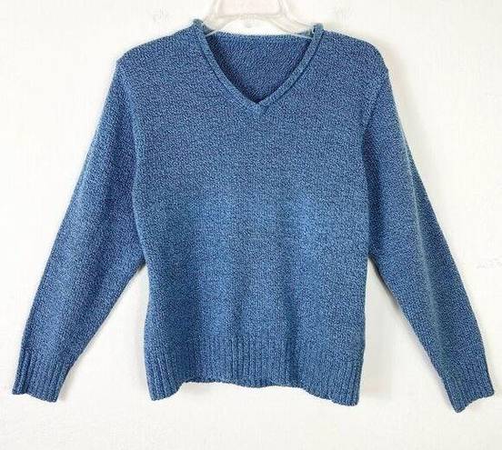 Vintage Blue  Heathered Knit V Neck Sweater Size M