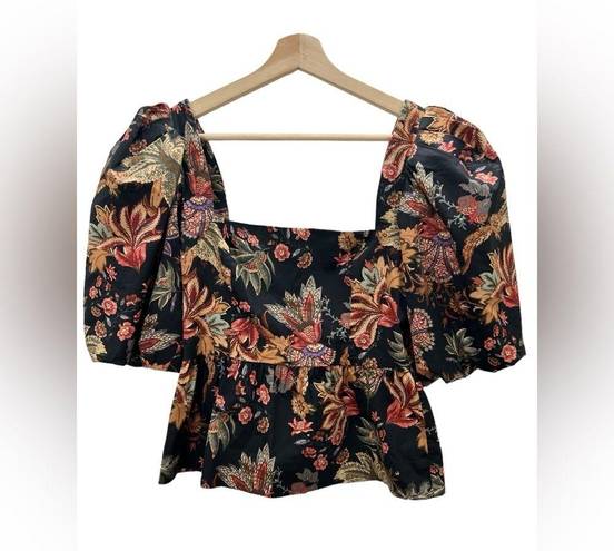 Alexis NWOT Cara Cara  Black Jacobean Puff Sleeve Blouse Retail $395 size Small