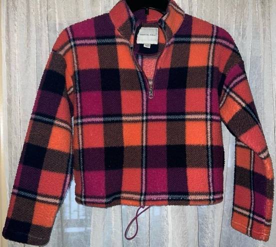 American Eagle  3/4 plaid sherpa pullover size xs NWOT