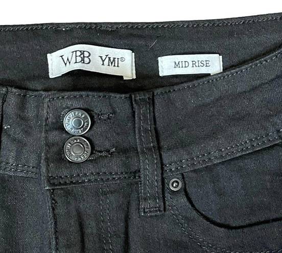 Ymi  Wanna Betta Butt? Mid-Rise Distressed Stretch Skinny Black Jeans Women 29