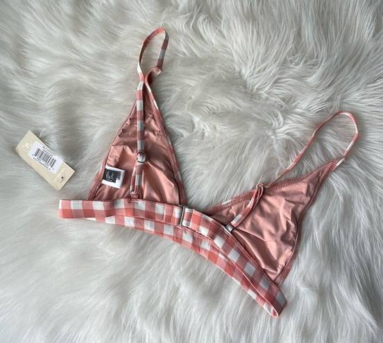 Ris-k Barbiecore Bikini Top Plaid Pink Size Medium NWT