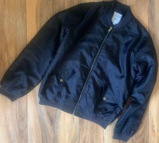 Guess Bomber Jacket Lightweight Windbreaker Zip Up Black Size Medium