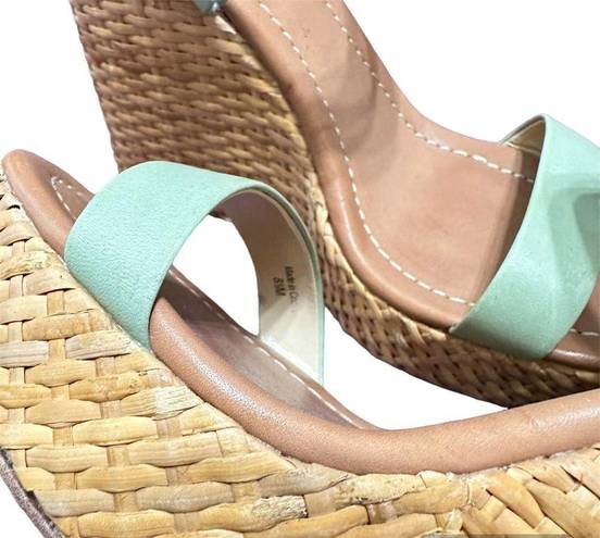 Kate Spade New York Dancer Seafoam Green Calf Straw Wedge Platform $258 Size 8.5