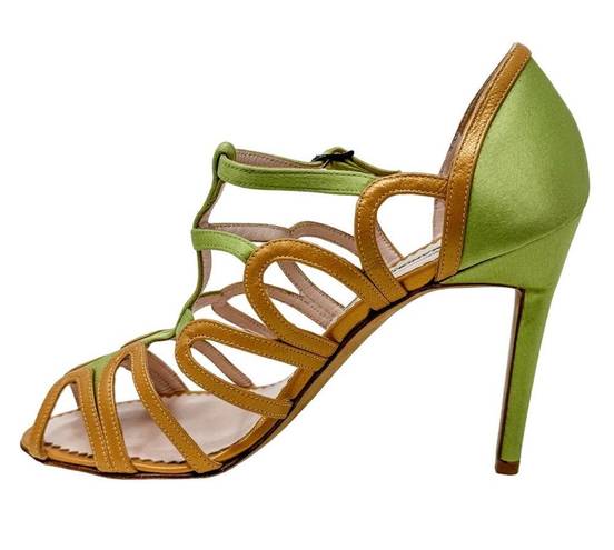 Manolo Blahnik  vintage satin leather cut out strappy sandals size 37 US 6.5-7