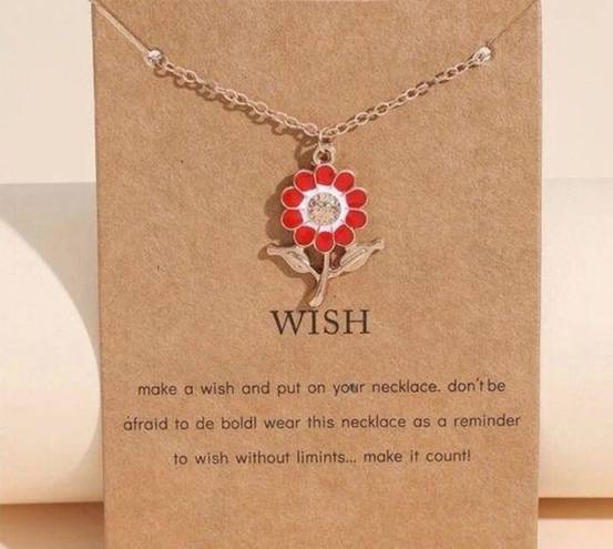 Wish Flower Make a  Fashion Necklace, Gold, Red Enamel