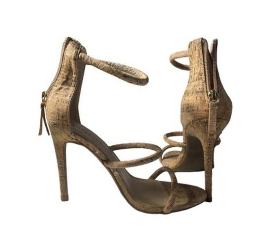 Bebe  Tan Slingback Ankle Strappy Heels Size 5.5 GUC #3132