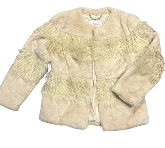 BCBGeneration FAUX FUR  IVORY JACKET COAT SIZE XS