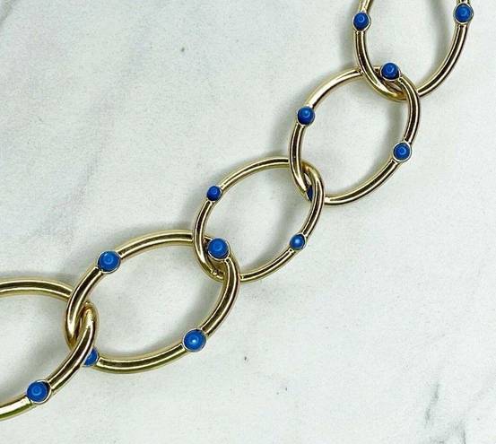 Coldwater Creek  Gold Tone Blue Studded Chain Link Necklace