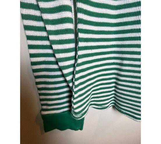 Jasmine & Ginger  Women’s Green White Striped Long Sleeve Henley Size medium