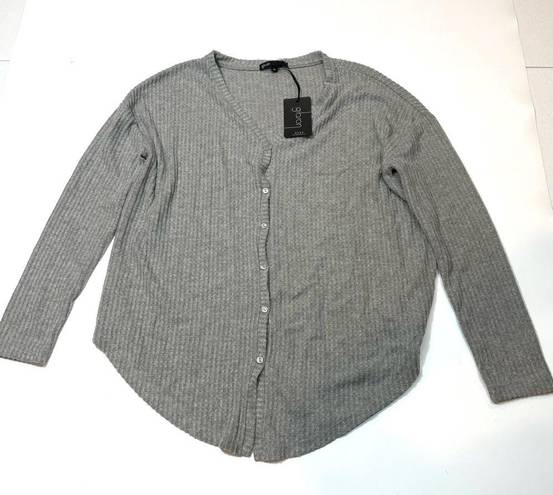 Gibson  waffle knit Grey tie-front cardigan sweater