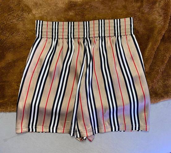 Burberry New  Icon Striped Silk Shorts