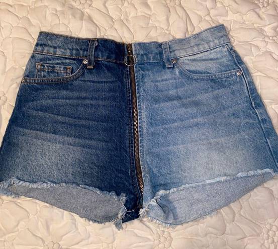 Revice Denim Zipper Mixed Denim Shorts