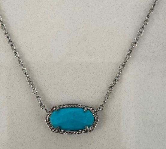 Kendra Scott  Elisa Turquoise Blue Magnesite
Pendant and Silver Necklace