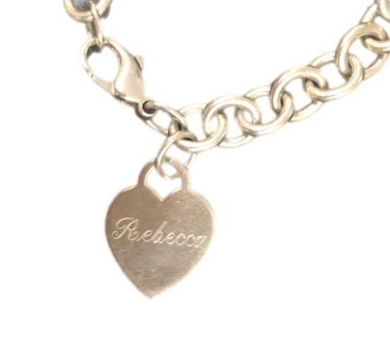Tiffany & Co. Heart Tag Charm Bracelet in Sterling Silver Engraved 