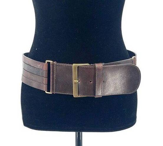 W By Worth  Women's Wide Leather Stretch and Straps Fashion Belt Brown Small