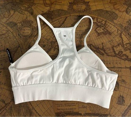 Koral NWOT  White Era Black Out Strappy Sports Bra Activewear Gym Athleisure sz S