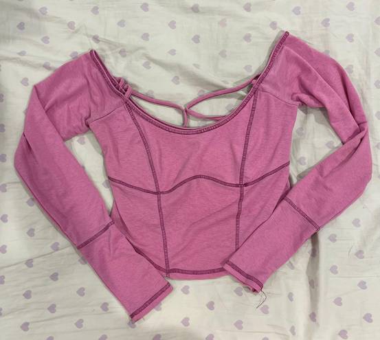 Urban Outfitters Pink Long Sleeve Crop Top