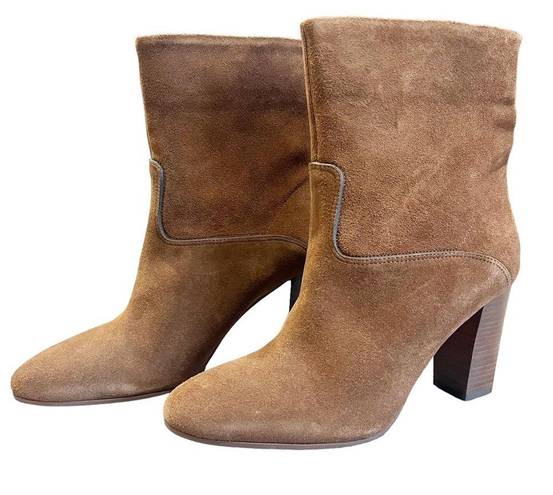 Polo  by Ralph Lauren Brindley Suede Ankle Boot Heel Booties Tan Size 9B