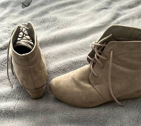 Charlotte Russe gray lace up wedges 