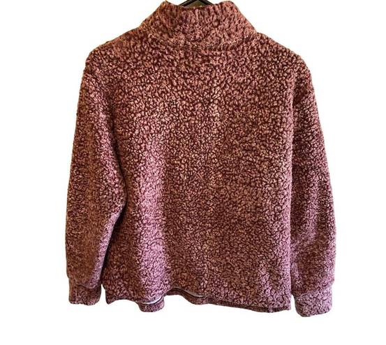 Weatherproof  Mauve Long Sleeve 1/4 Zip Mock Neck Lined Sherpa Pullover Size L