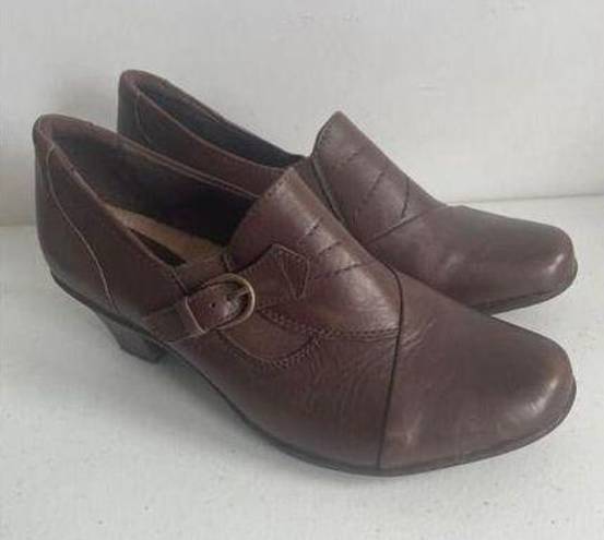 Earth Origins Women's  Brown Leather Heels Clogs Size 8.5 M EUC!