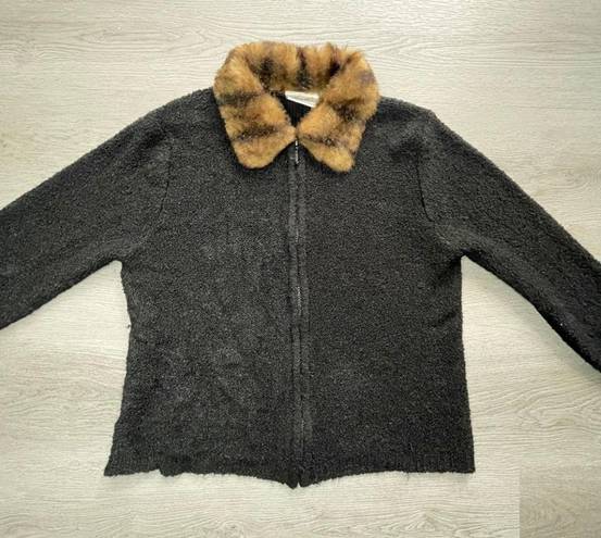 Kathie Lee Collection Fuzzy Zip Sweater