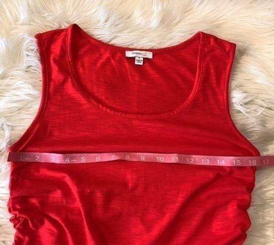 Skinny Girl  stretch slub jersey knit side ruched tank top red S