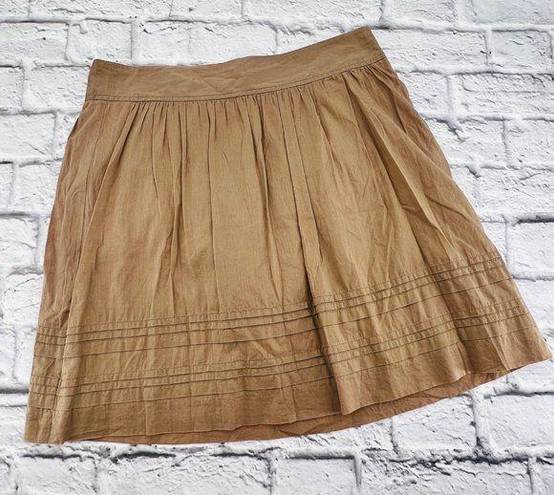 The Loft Ann‎ Taylor Women Tan Cotton Pleated Casual Skirt Size 4 Pull-On Lined