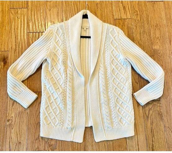 Talbots  cream cableknit shawl neck cardigan size mp