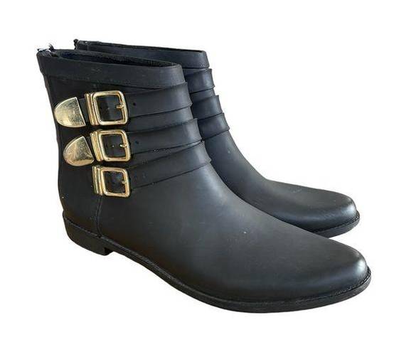 Loeffler Randall Loeffler‎ Randall Fenton Rain Booties Boots Black Gold