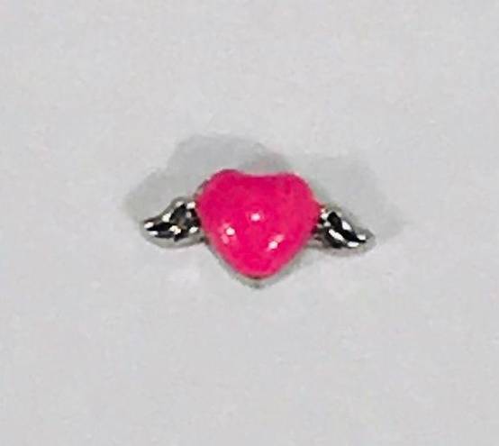 Origami Owl  Heart with Angel Wings, Silver, Pink