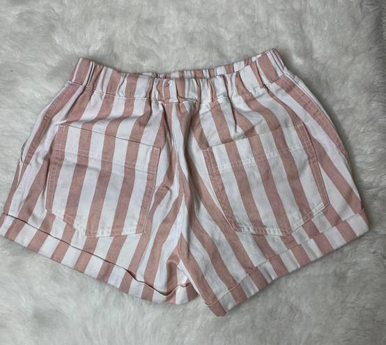 Forever 21 Pink And White Striped Pull On Shorts