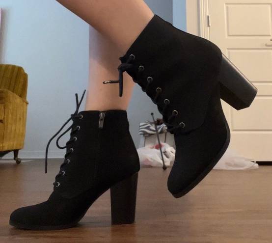 X-Appeal Black Lace-Up Boots