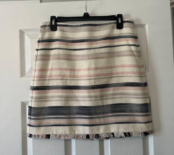 The Loft Women's Multicolor Striped Woven Fringe Hem Mini Skirt