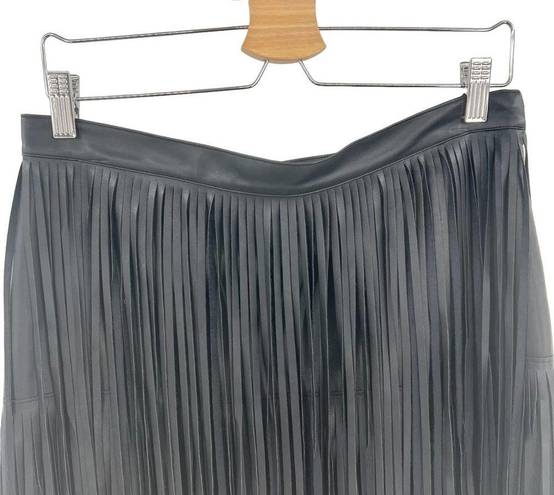 n:philanthropy  Vegan Leather Clover Mini Fringe Skirt Black Size Large