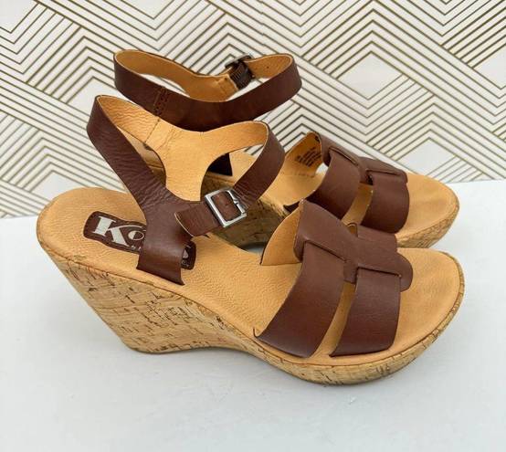 Kork-Ease  Women's Brie Leather Cork Open Toe Sandals Brown Size 7