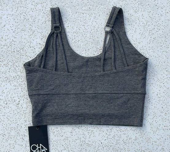 Chaser Gray  Strappy Scoop Neck Sports Bra