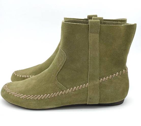 Anthropologie NEW  Latigo Olive Green Suede Moccasin Boho Bootie Women’s Size 10