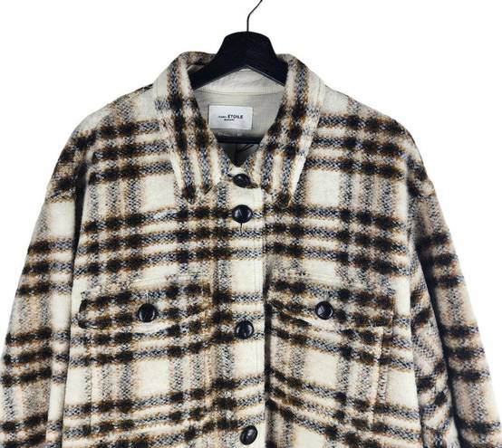 Isabel Marant NEW  Havarli Wool Blend Check Coat Ecru Size FR40/US8