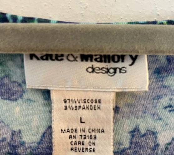 Kate & Mallory  Designs Dress Ikat Pattern Sleeveless V Neck Braid Waist Sz L GUC