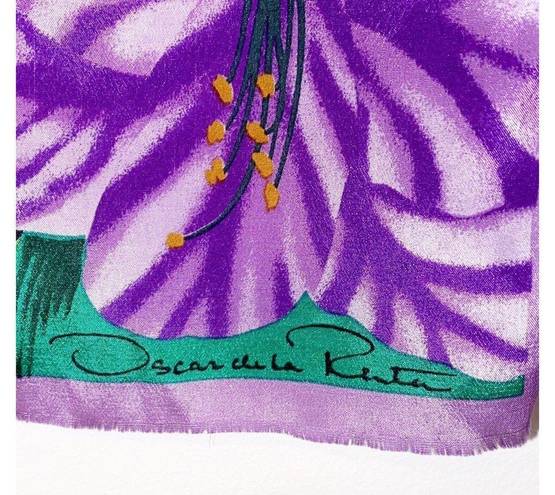 Oscar de la Renta Vintage  Floral Silk Scarf with Animal Print