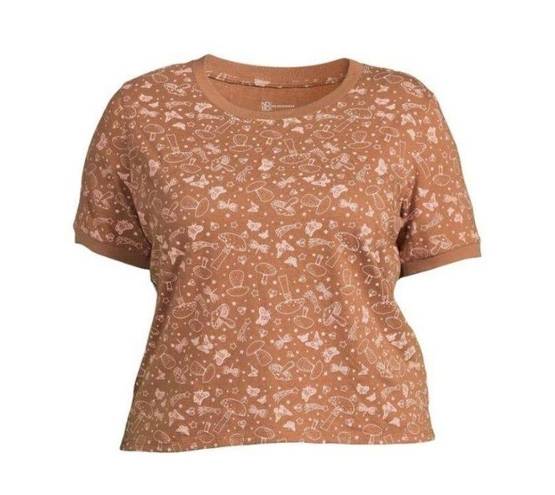 No Bo NWT  mushroom ringer tee top brown short sleeve t-shirt plus size XL