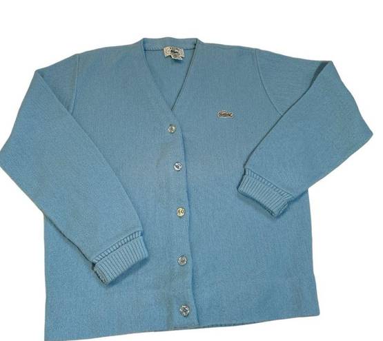 Lacoste Vintage Izod  Button Front Acrylic Cardigan Baby Blue Size 36/Small