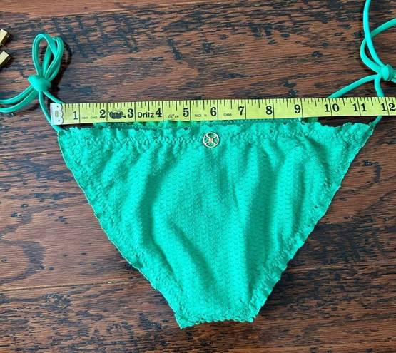 Vix Paula Hermanny  Scales Ripple String Bikini Bottoms in Apple Green Small NEW